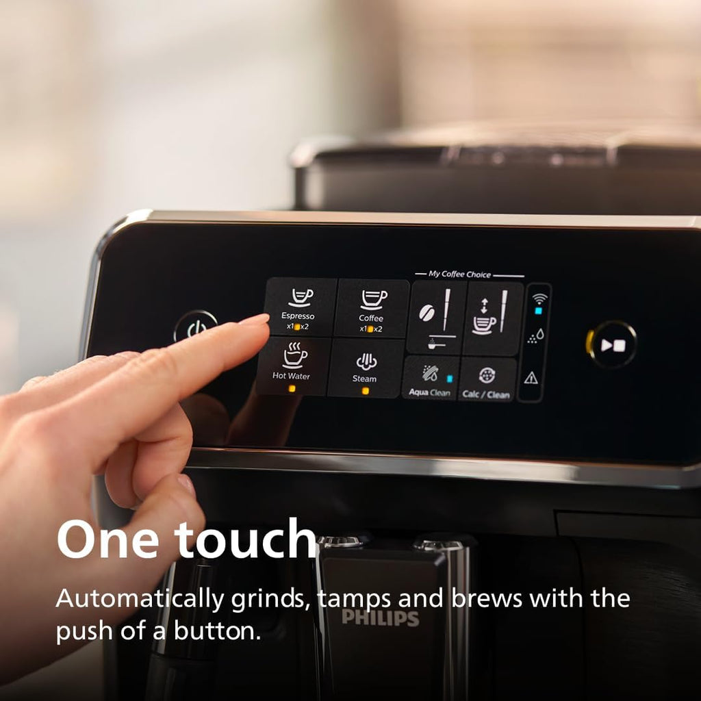 Philips 2200 Series Fully Automatic Espresso Machine, Classic Milk Frother, 2 Coffee Varieties, Intuitive Touch Display, 100% Ceramic Grinder