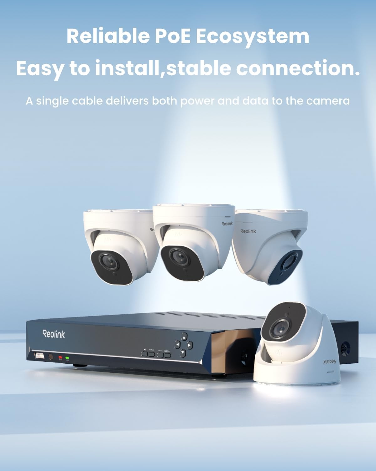 REOLINK 4K Security Camera System, 4pcs H.265 PoE Wired Turret Cameras with Person Vehicle Detection, 4K/8MP 8CH NVR with 2TB HDD for 24-7 Recording