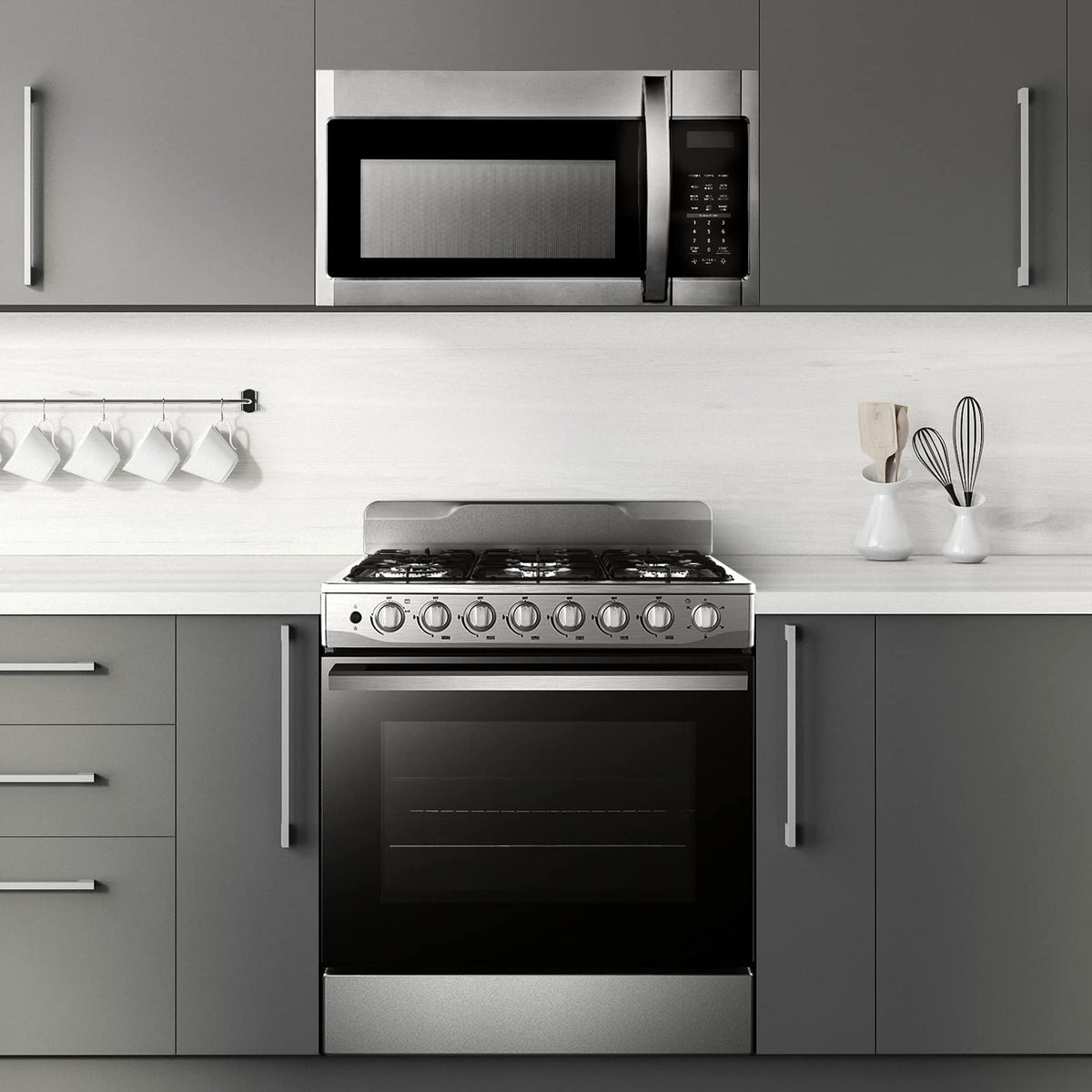 BLACK+DECKER EM044KB19 Over The Range Microwave Oven with One Touch, 1000 Watts, 400 CFM and Auto Cooking, OTR 1.9 Cu.ft