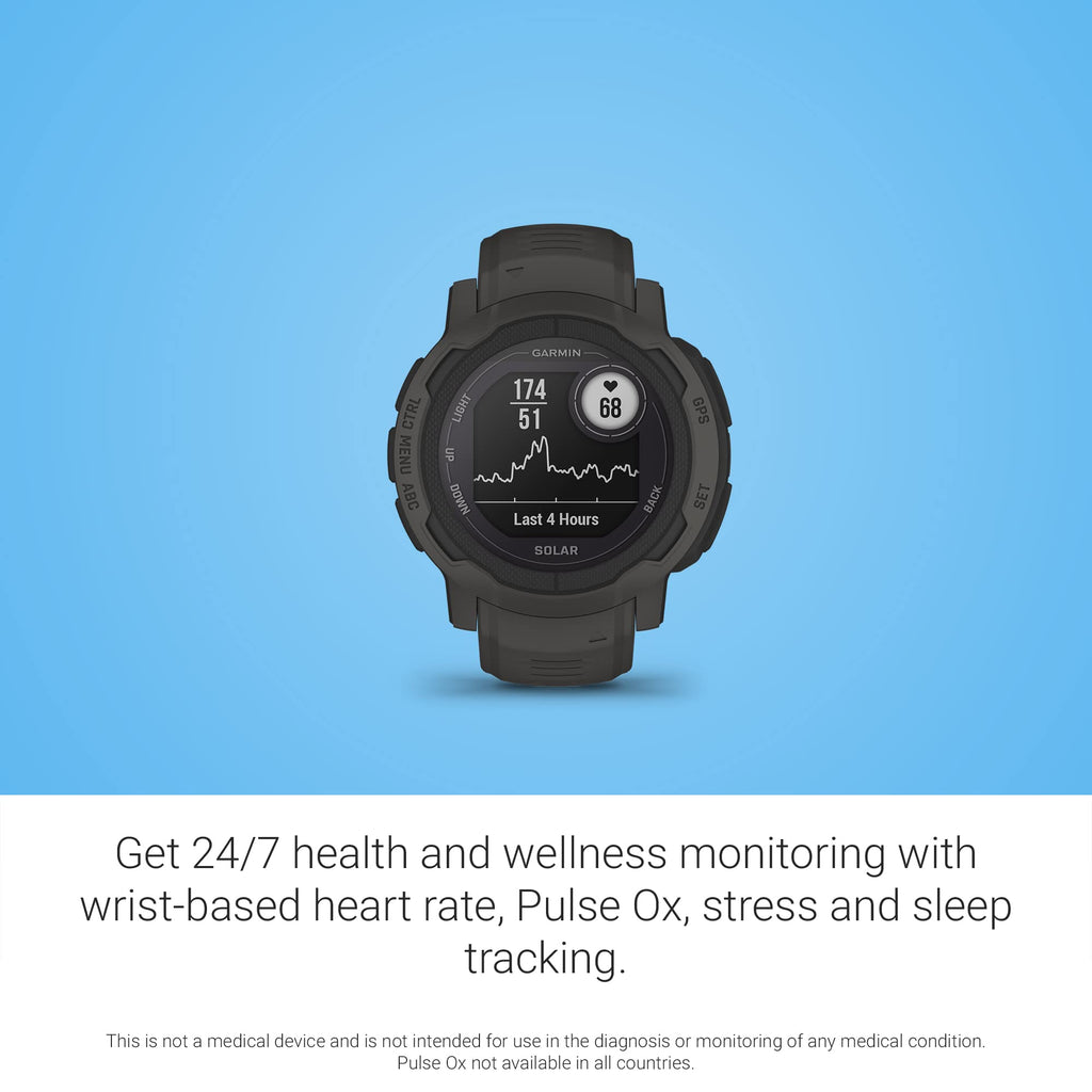 Garmin Instinct 2 Solar, Smaller-Sized Rugged Outdoor Watch with GPS, with Solar Charging Capabilities, Built for All Elements, Multi-GNSS Support