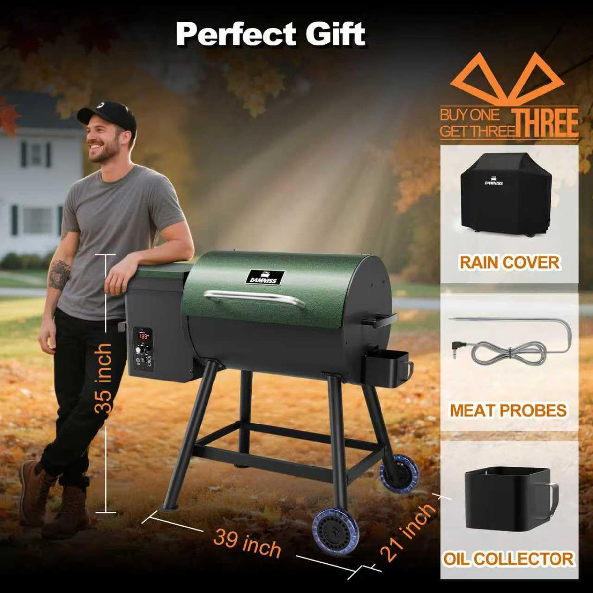 Pellet Smoker Grill Combo, 456 SQ.IN Cooking Area with PID Temperature Control (180-450F) Electric BBQ Meat Grills & Smokers, Patio Backyard for