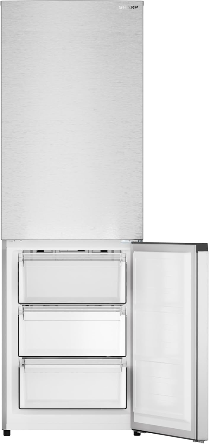 Sharp SJB1255GS Bottom-Freezer Counter-Depth Refrigerator, 24 Inch, 11.5 Cubic Foot, Garage Ready