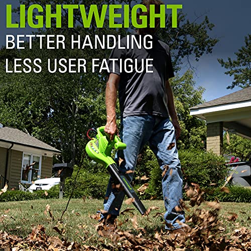 Greenworks 40V (230 MPH / 505 CFM) Cordless Brushless Leaf Blower/Vacuum with Bag, High Power, Lightweight & Quiet for Yard Debris Cleanup, Includes