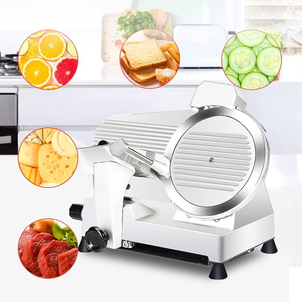 Meat Slicer10-inch 340W Home Use and for Commercial Electric Food Slicer with Chromium-plated Steel Blade and Built-in Sharpening Stone Easy to Clean