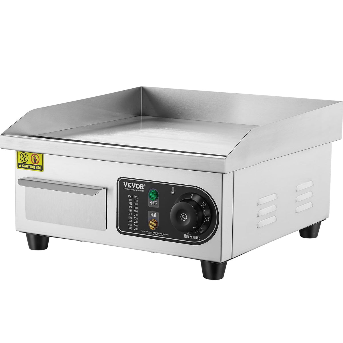 VEVOR Upgraded Commercial Electric Griddle, 2800W Stainless Steel Countertop Flat Top Grill, 26'' Griddle Grill with 2 Shovels and 2 Brushes, 122H