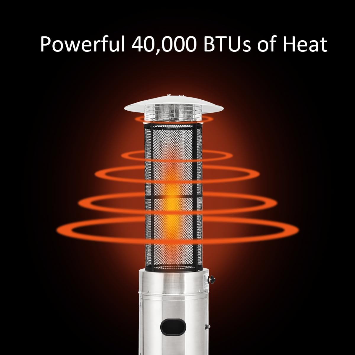 COSTWAY Outdoor Propane Patio Heater, 40,000 BTU Propane Heater with Dancing Flame, Portable Wheels, Stainless Steel Pyramid Floor-Standing Outdoor