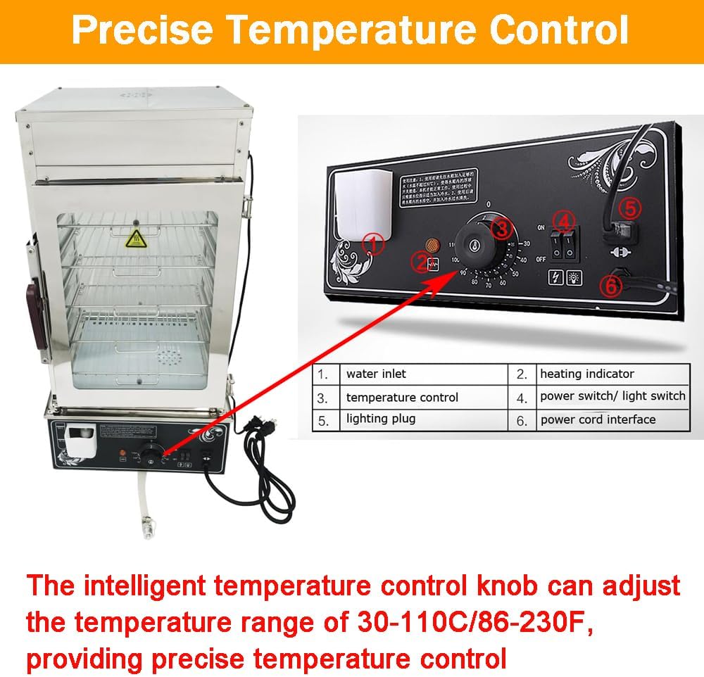 INTBUYING Commerical Bun Steamer Machine 110V Electric Hot Food Warmer Display Case Hot Dog Steamer Warmer with 5 Layers Automatic Temperature