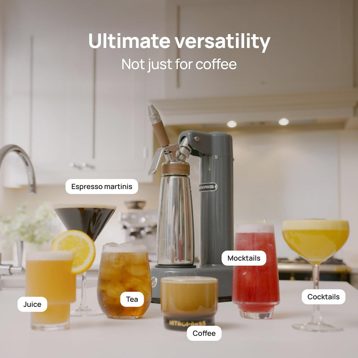 NitroPress DS C Electric Nitro Cold Brew Coffee & Cocktail Maker | Air-Powered Nitrogen Infuser for Smooth Nitro Drinks, Cocktails, Cold Brew & Tea