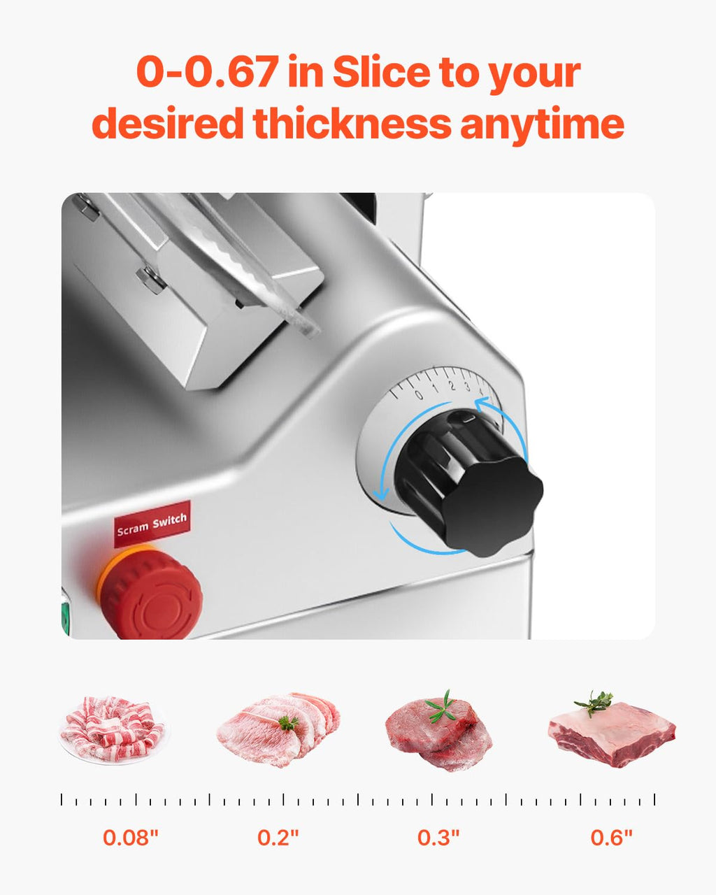 VEVOR Commercial Meat Slicer, 10 inch Electric Food Slicer, 240W Frozen Meat Deli Slicer, Premium Chromium-plated Steel Blade Semi-Auto Meat Slicer