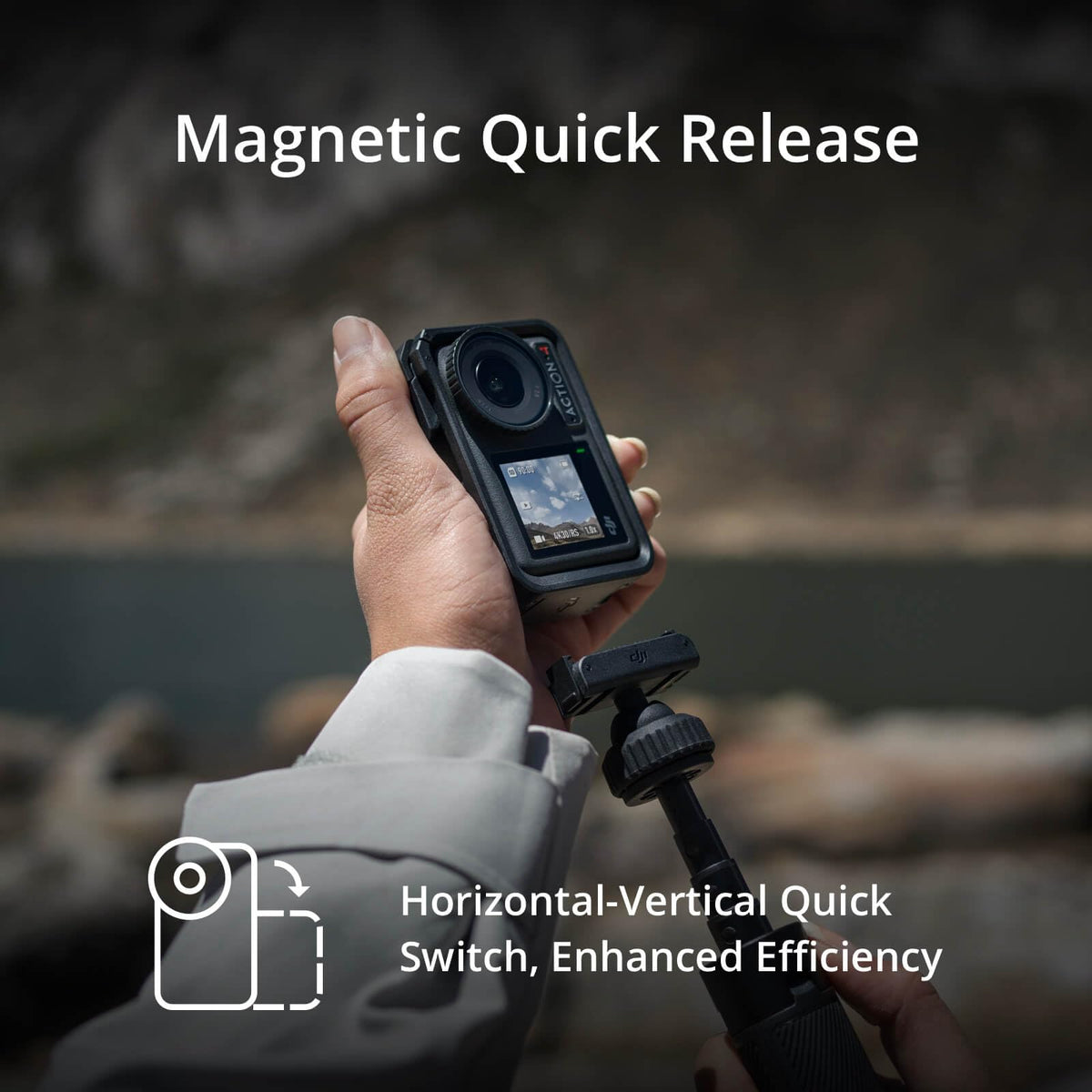 DJI Osmo Action 4 Essential Combo, 4K/120fps Waterproof Action Camera with a 1/1.3-Inch Sensor, Stunning Low-Light Imaging,10-bit & D-Log M Color