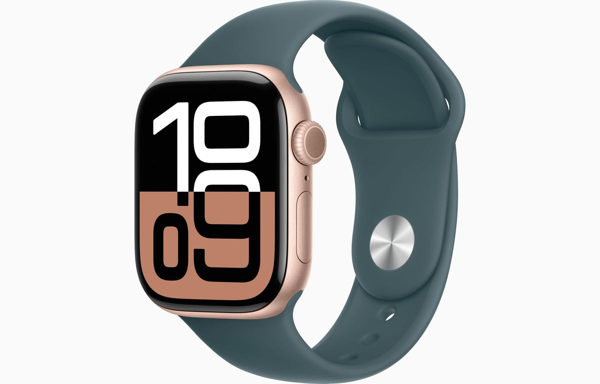 Apple Watch Series 10 [GPS + Cellular, 42mm] - Jet Black Aluminum Case with Black Sport Band, S/M (Renewed)