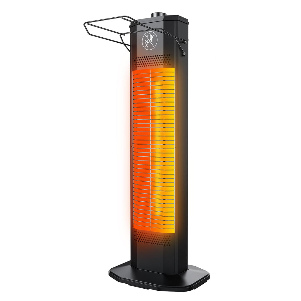 Outdoor Electric Patio Heater, 42-inch 1500W Infrared Tower Heater with 9 Heat Settings & 9H Timer, IPX5 Waterproof, Safety Lock, Tip-Over & Overheat
