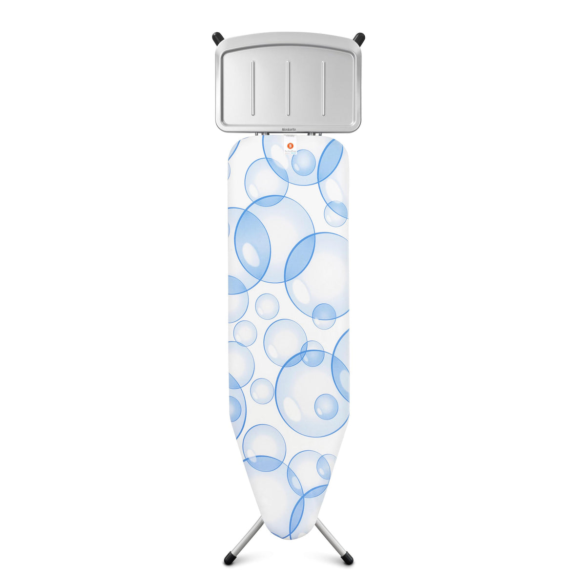 Brabantia Size C Ironing Board (49 x 18in) 7 Height Options, Adjustable Steam Iron Rest Holder & Linen Rack (Ecru) Non-Slip Feet, Anti-Collapse Child