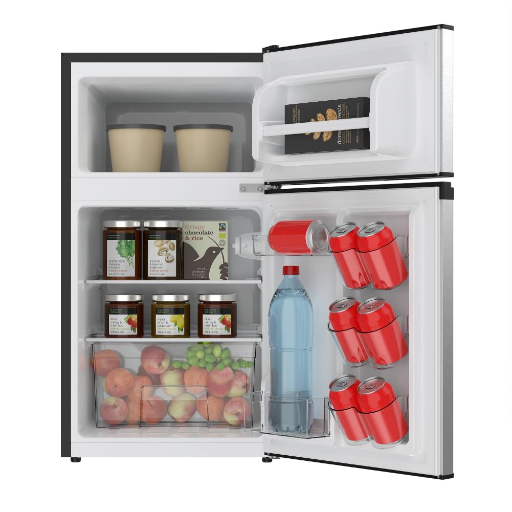 Frigidaire, 2 Door Apartment Size Refrigerator with Freezer, 7.5 cu ft, Adjustable Spill-Proof Shelves, Door & Crisper Bins, Platinum Silver, Garage