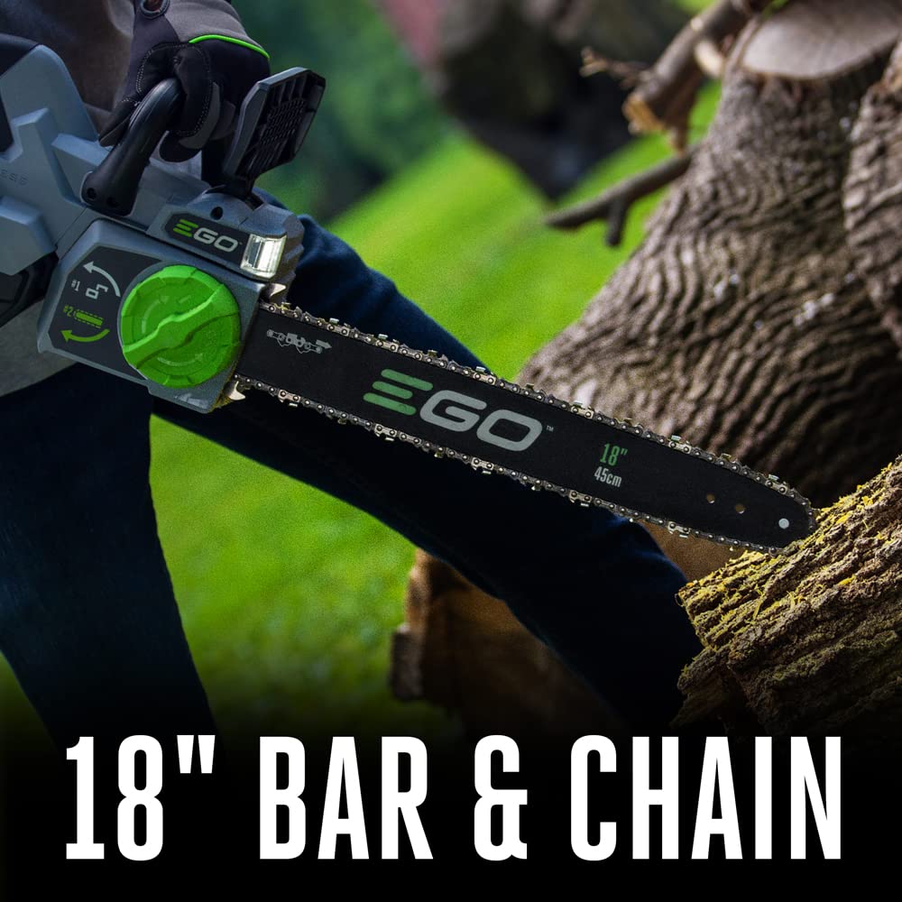 EGO POWER+ Chain Saw, 18 Battery Powered Chainsaw, Electric Cordless, Includes 56V 4.0Ah Battery and Charger C CS1803