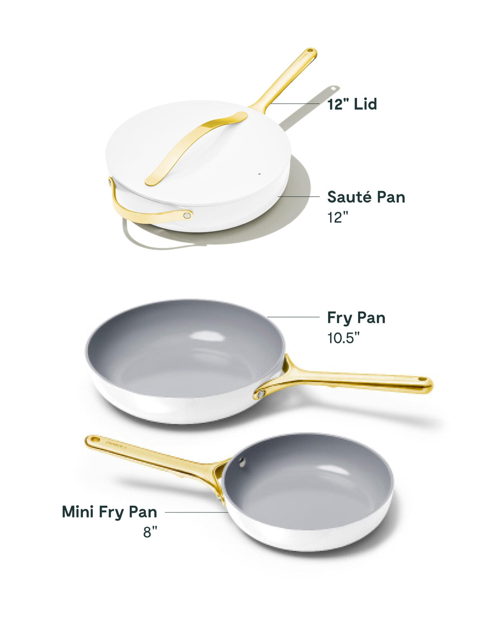Caraway 4-Piece Fry Pan Set - Non-Stick Frying Pans (10.5 & 8) & Non-Stick Saut Pan - Non Toxic, PTFE & PFOA Free - Oven Safe & Compatible with