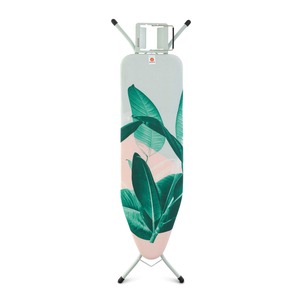Brabantia Size C Ironing Board (49 x 18in) 7 Height Options, Adjustable Steam Iron Rest Holder & Linen Rack (Ecru) Non-Slip Feet, Anti-Collapse Child