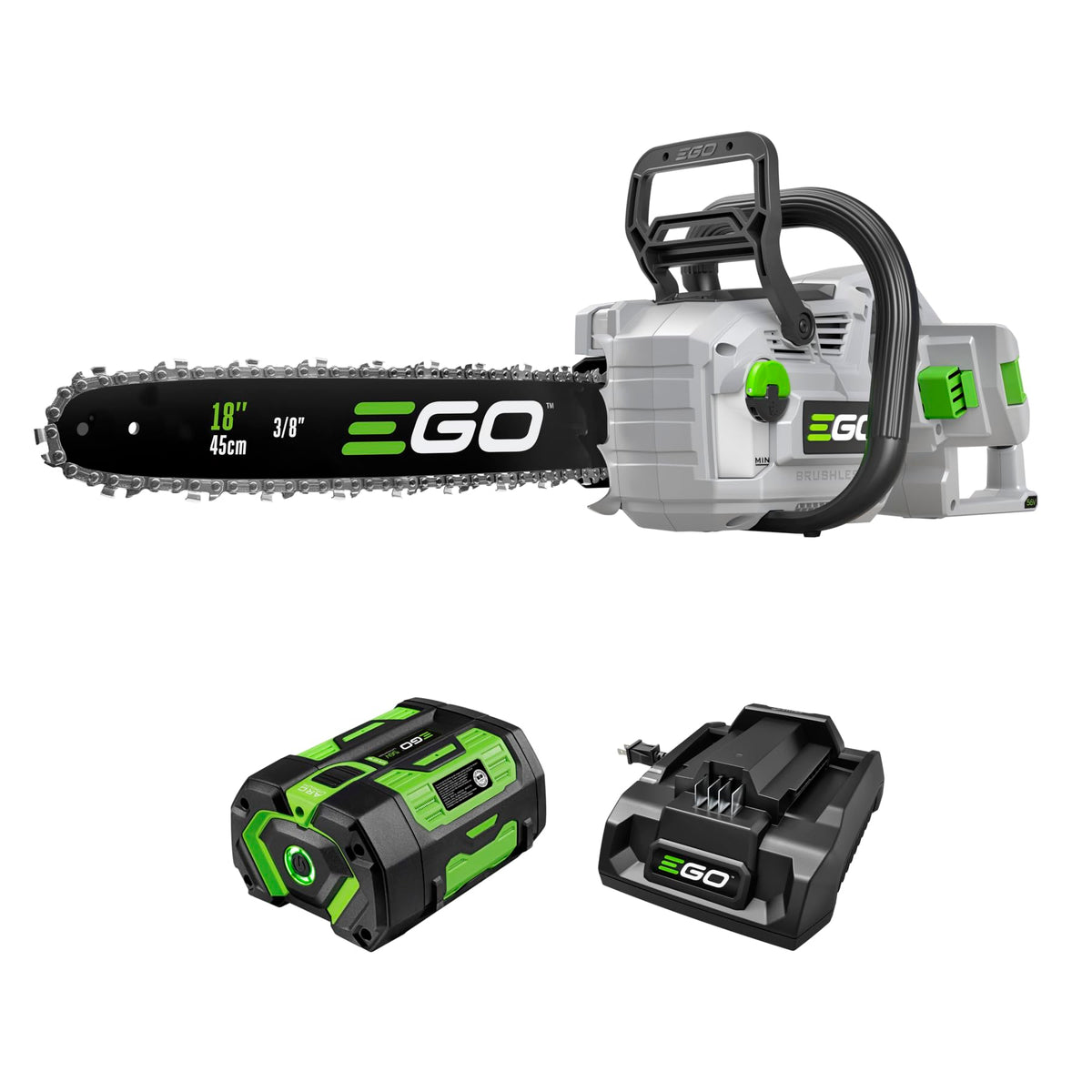 EGO POWER+ Chain Saw, 12" Battery Powered Chainsaw, Electric Cordless, Includes 56V 2.5Ah Battery and Charger - CS1201