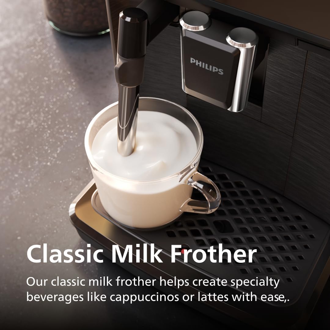Philips 2200 Series Fully Automatic Espresso Machine, Classic Milk Frother, 2 Coffee Varieties, Intuitive Touch Display, 100% Ceramic Grinder