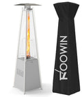 FOOWIN Propane Patio Heater, 48,000 BTU Outdoor Patio Heater with Wheels/Waterproof Cover & Gloves,Quartz Glass Tube Pyramid Outdoor Heater for Party