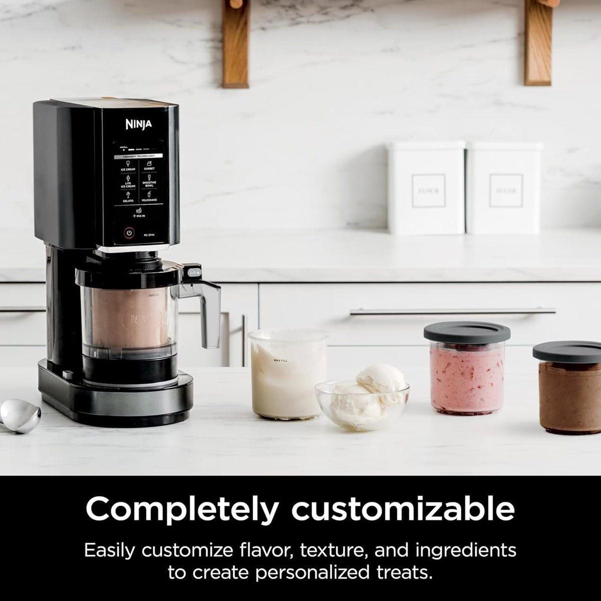 Ninja CREAMi Ice Cream & Sorbet Maker, 7 Frozen Treat Programs, Includes 4 Pints & Lids (CN315A)