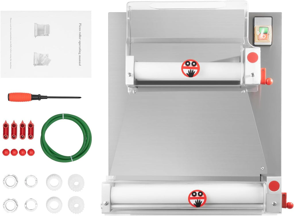 370W 110V Commercial Dough Roller Sheeter, Electric Pastry Press Making Machine, Pizza Press Pizza Thickness Adjustable Dough Machine for Bakeries