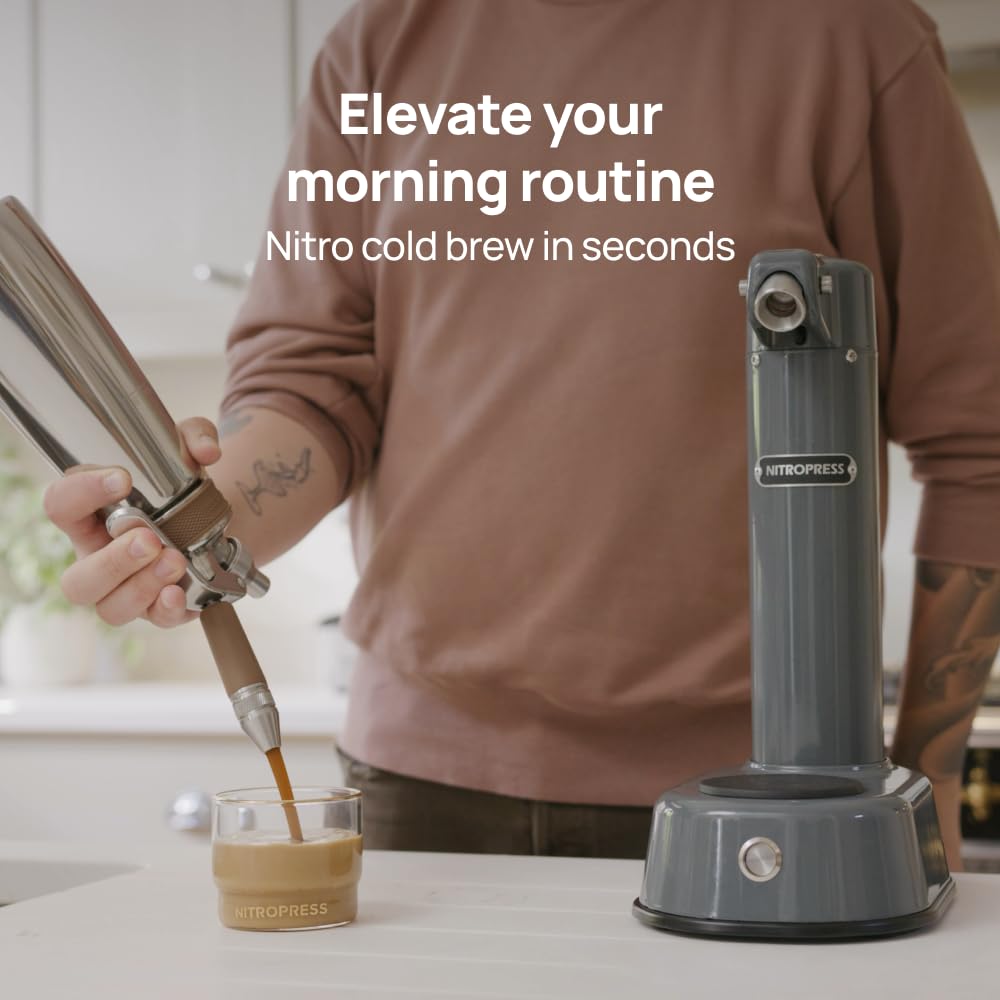 NitroPress DS C Electric Nitro Cold Brew Coffee & Cocktail Maker | Air-Powered Nitrogen Infuser for Smooth Nitro Drinks, Cocktails, Cold Brew & Tea
