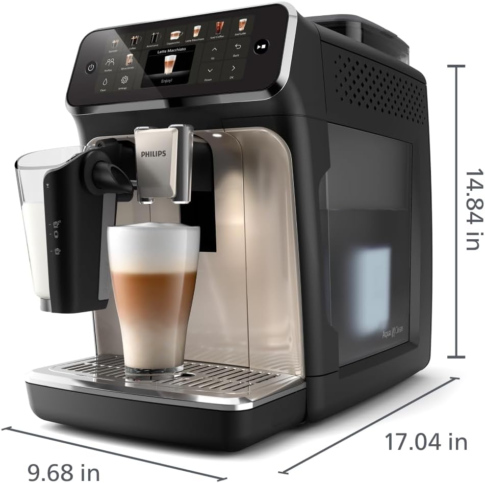 PHILIPS 5500 Series Fully Automatic Espresso Machine, LatteGo Milk System, Integrated Grinder, 20 Hot & Iced Coffee Pre-Sets, Quick Start, SilentBrew