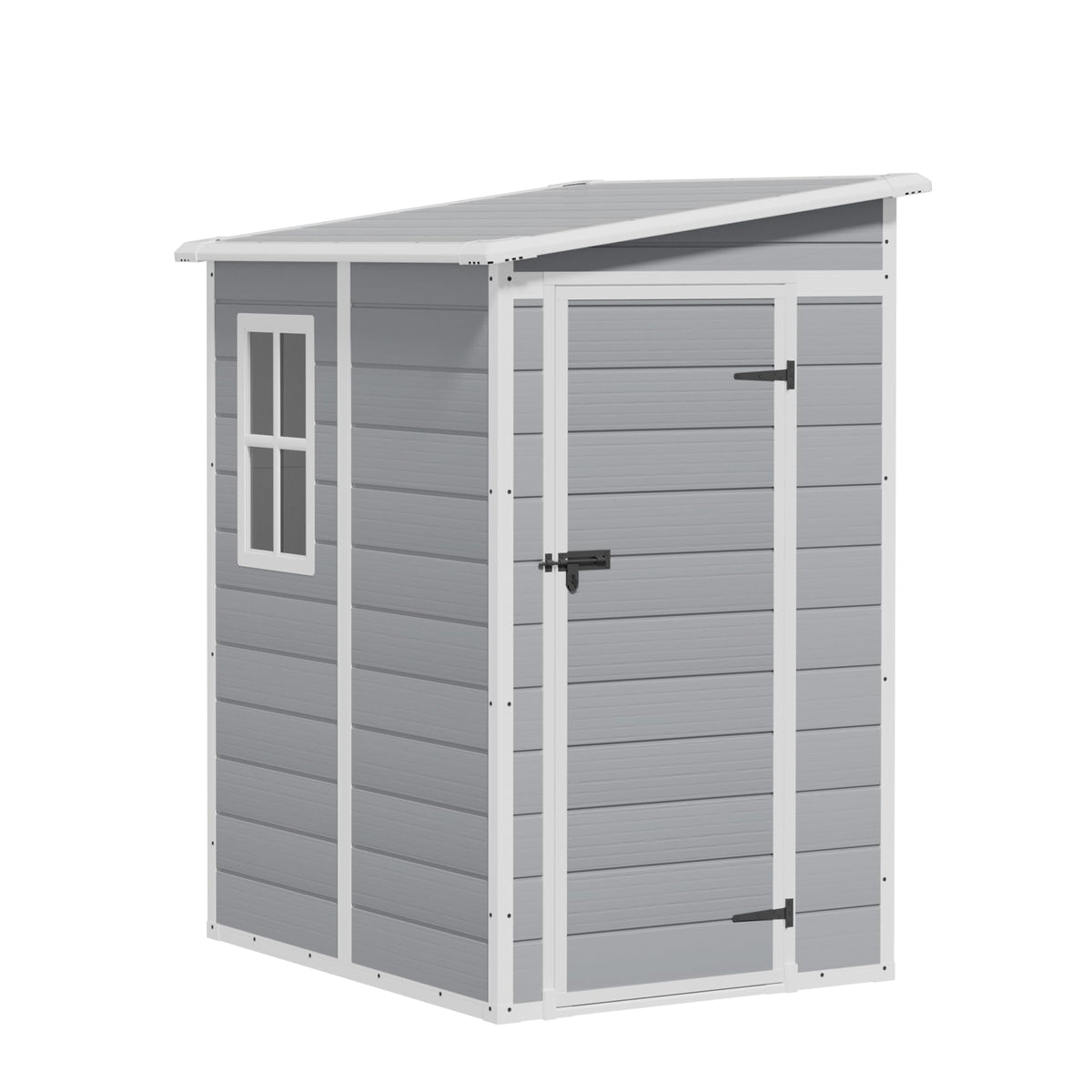 Greesum Outdoor Storage Shed 6X4FT All-Weather Resin Tool Room with Floor for Garden,Backyard,Pool Tool, Light Grey