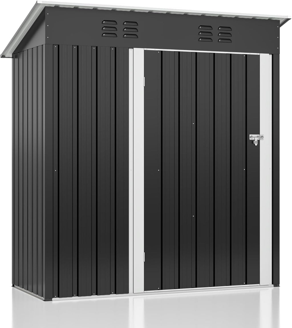 Polar Aurora 12x14 FT Outdoor Storage Shed, Garden Shed with Updated Frame Structure and Lockable Doors, Metal Tool Sheds for Backyard Garden Patio