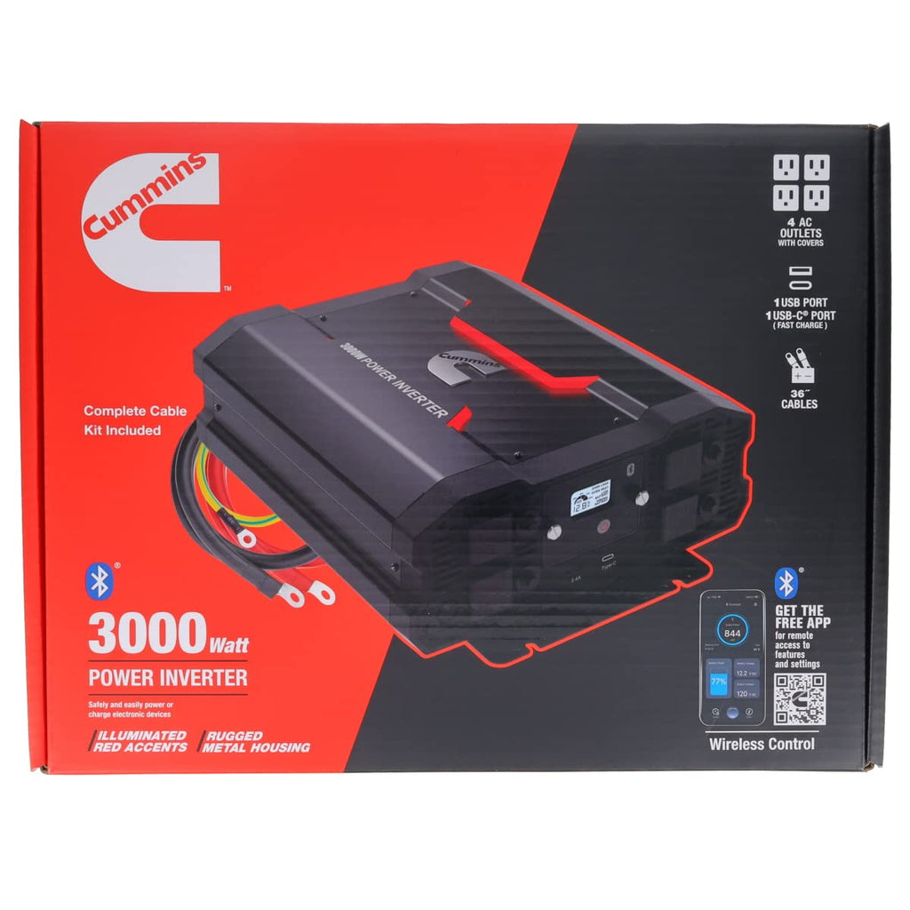 Cummins 5000 Watts Inverter Modified Sine Wave Truck Inverter 12 Volts to 110 Volts Four AC Outlets Two USB Ports (Plus Cable Kit)- CMN5000W