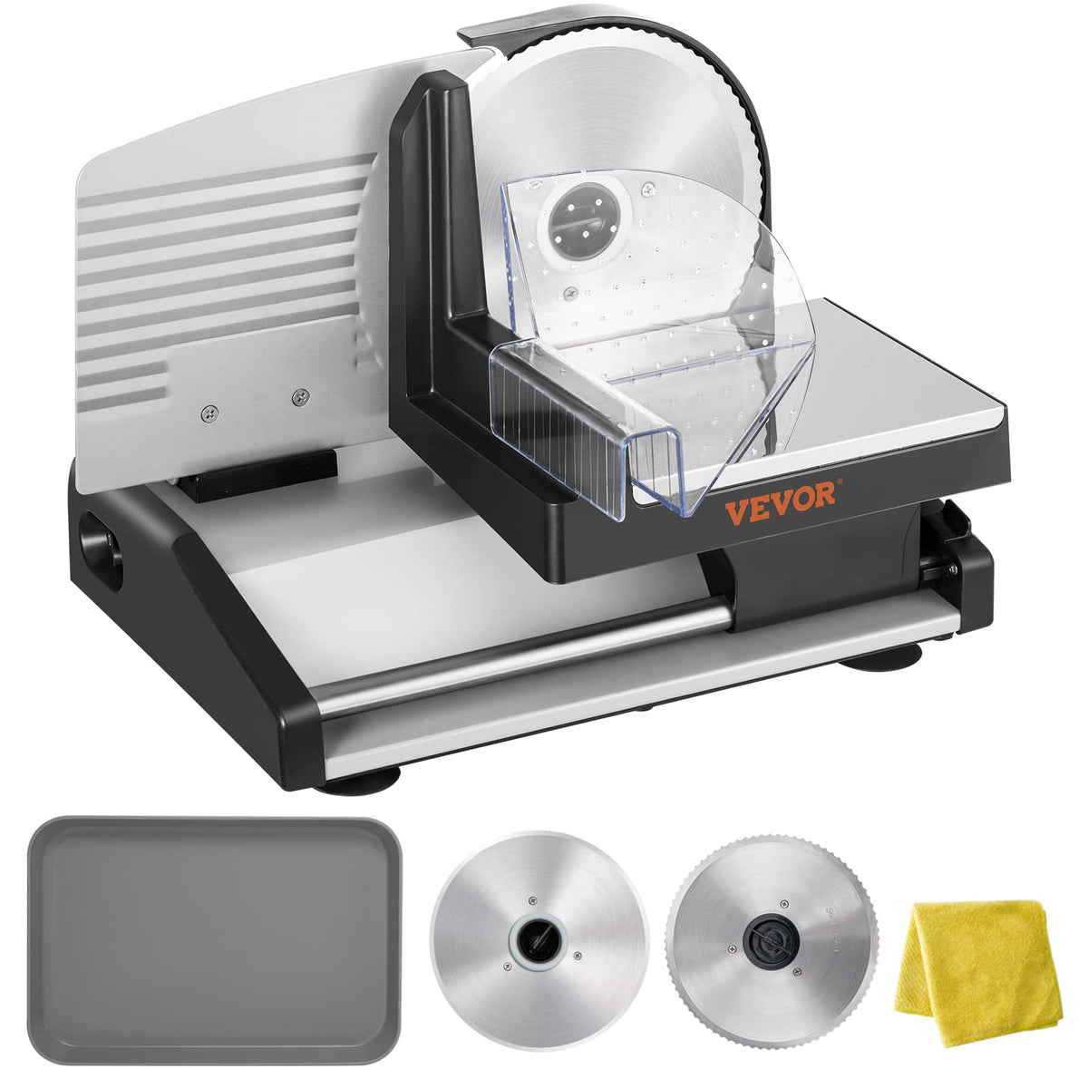 VEVOR Commercial Meat Slicer, 10 inch Electric Food Slicer, 240W Frozen Meat Deli Slicer, Premium Chromium-plated Steel Blade Semi-Auto Meat Slicer