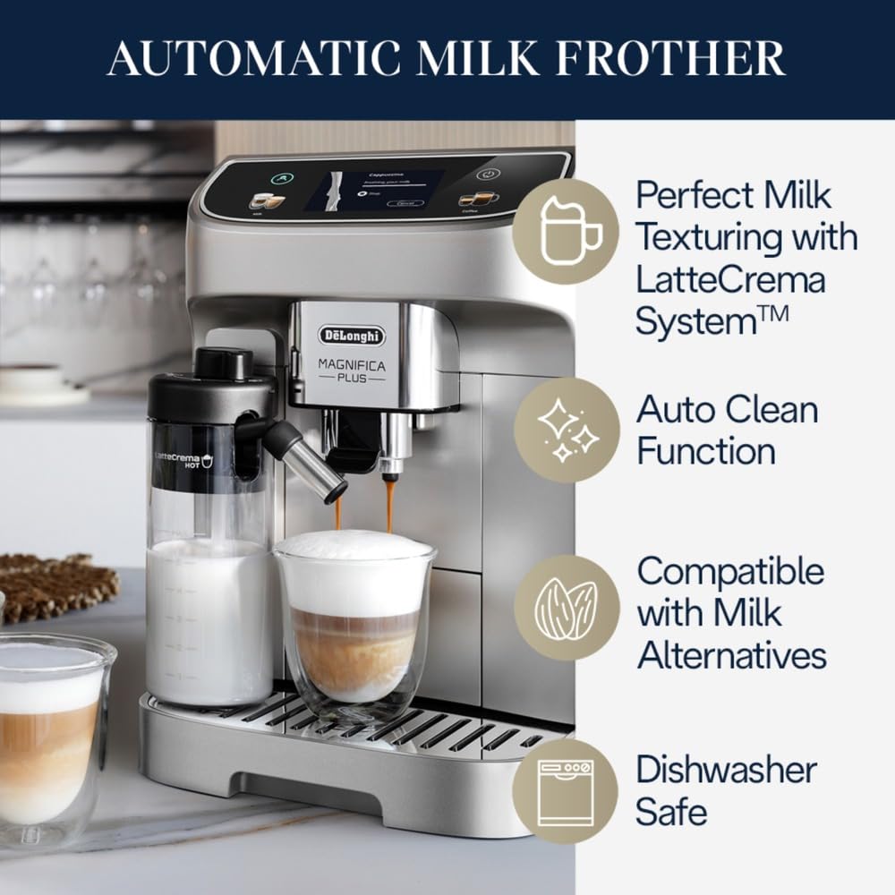 De'Longhi Magnifica Evo Automatic Espresso & Coffee Machine with Auto Milk Frother, Built-in Grinder & Auto-Clean Function - For Latte, Cappuccino