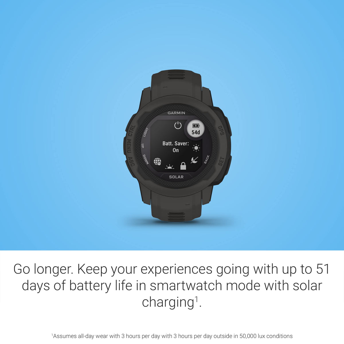 Garmin Instinct 2 Solar, Smaller-Sized Rugged Outdoor Watch with GPS, with Solar Charging Capabilities, Built for All Elements, Multi-GNSS Support