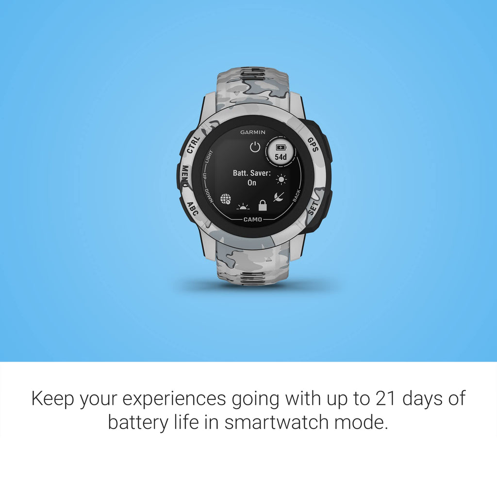 Garmin Instinct 2 Solar, Smaller-Sized Rugged Outdoor Watch with GPS, with Solar Charging Capabilities, Built for All Elements, Multi-GNSS Support