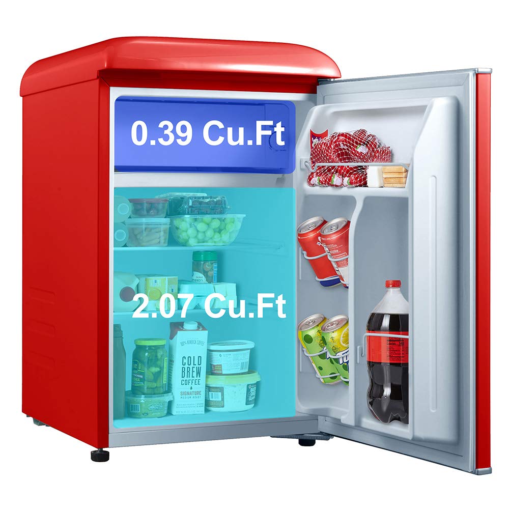 Galanz GLR25MBKR10 Retro Compact Refrigerator, Mini Fridge with Single Doors, Adjustable Mechanical Thermostat with Chiller, Black, 2.5 cu ft