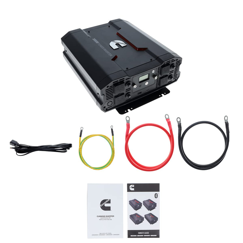 Cummins 5000 Watts Inverter Modified Sine Wave Truck Inverter 12 Volts to 110 Volts Four AC Outlets Two USB Ports (Plus Cable Kit)- CMN5000W