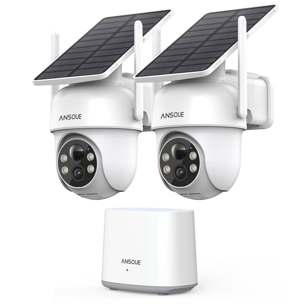 Security Cameras Wireless Outdoor Home System, 4 Camera Kit, No Subscription Fees, Solar Powered, Local Storage, 365-Day Battery Life, 360PTZ