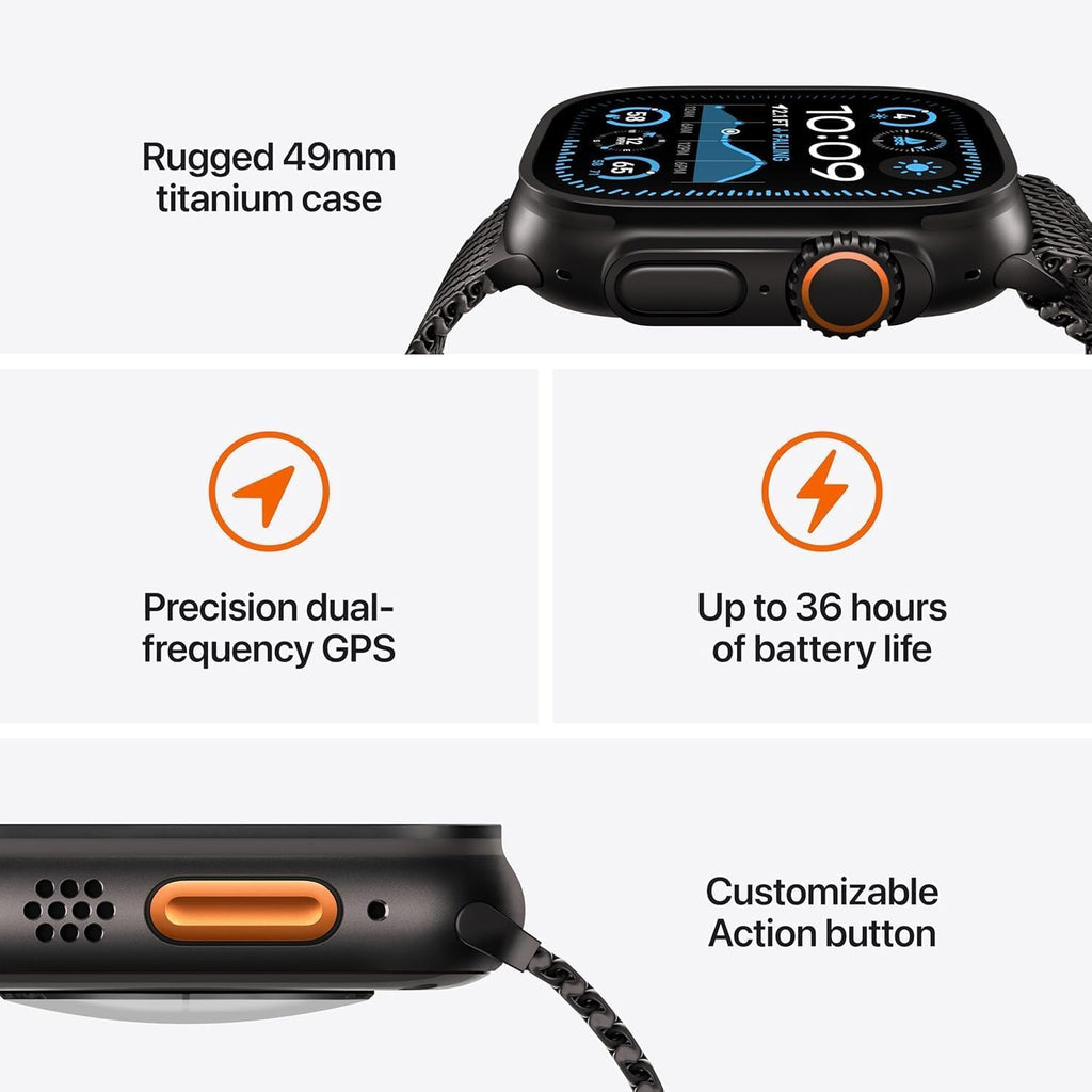 Apple Watch Ultra 2 (GPS + Cellular, 49MM) - Black Titanium Case with Black Ocean Band (Renewed Premium)