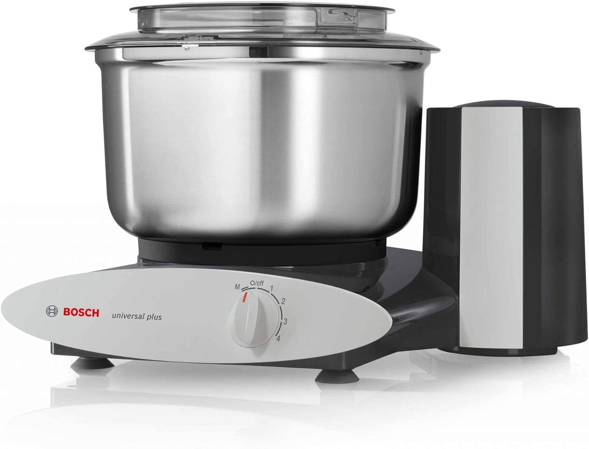 Bosch Universal Plus Stand Mixer with Stainless Steel Bowl with NutriMill Dough Hook Extender Bundle- Black 500 Watt