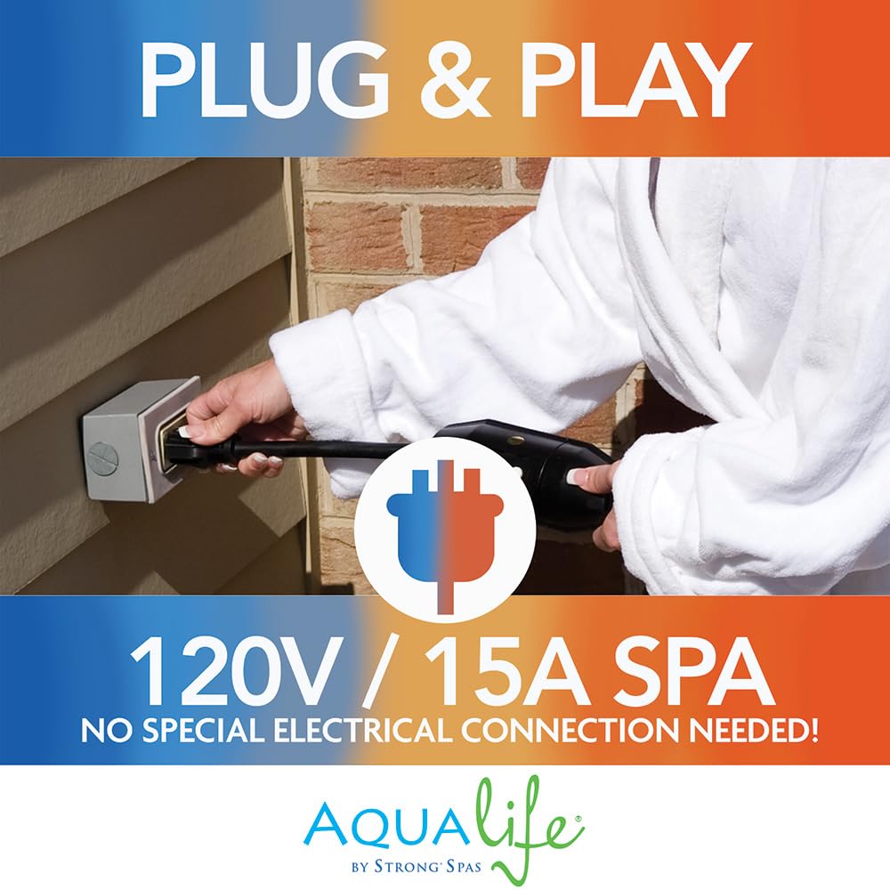 AquaLife Invi 5-Person Hot Tub with 11 Hydro Jets, LED Lighting & Insulated Cover C Non-Lounger Spa for Relaxation & Therapy
