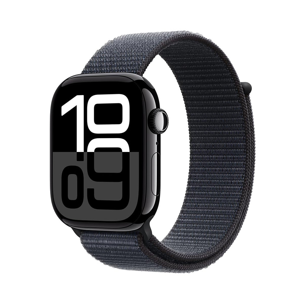 Apple Watch Series 10 [GPS + Cellular, 42mm] - Jet Black Aluminum Case with Black Sport Band, S/M (Renewed)