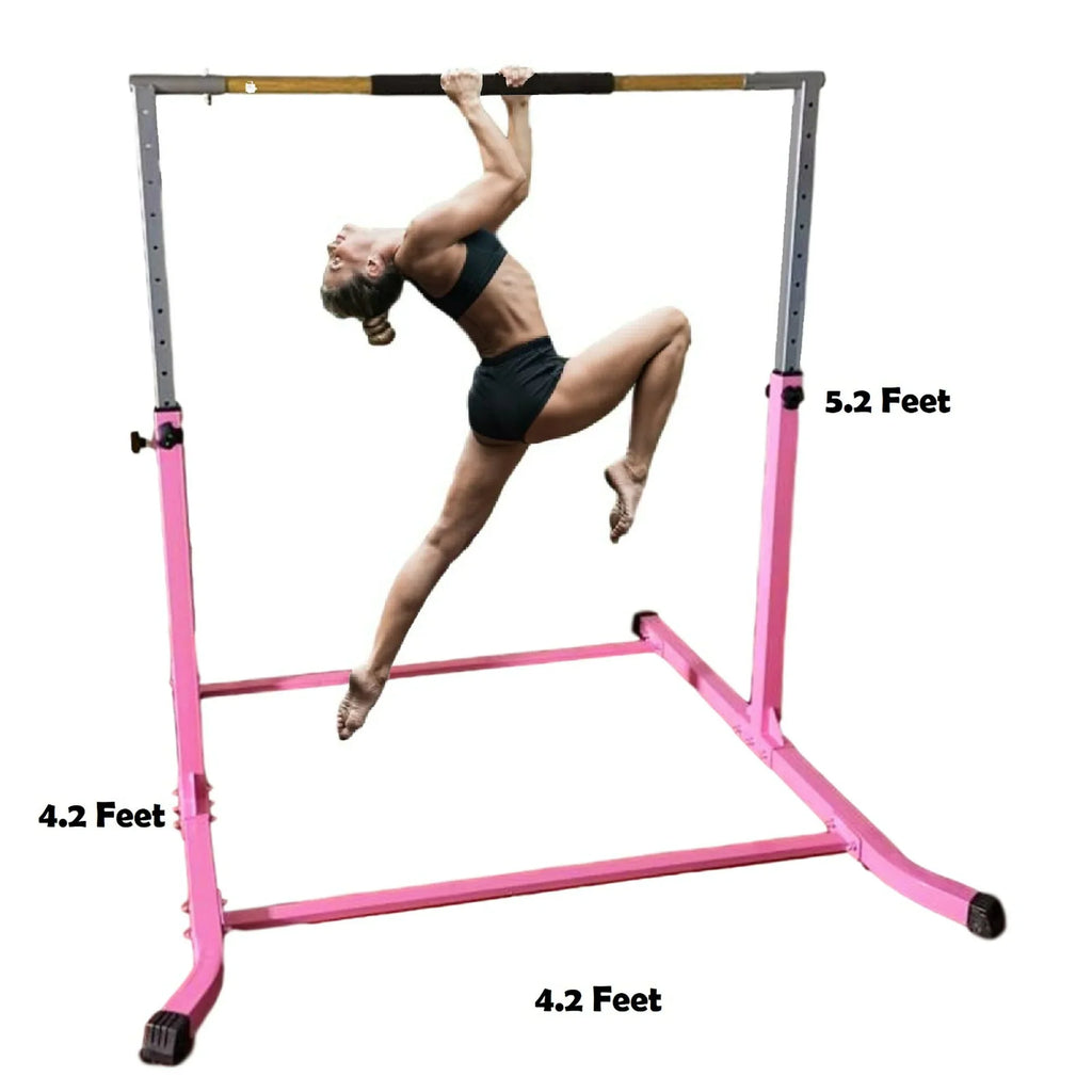 FT Duty, Heavy Height Training Kip - Cushioned Junior Fitness Bar, to Pro-Gymnastics Hand - Bar for Kids Pink Adjustable 5 Up