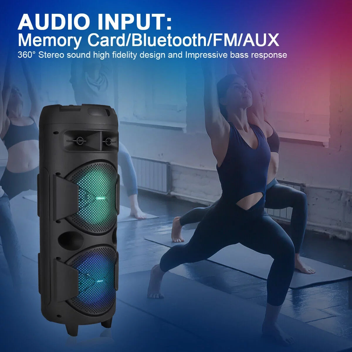 Bluetooth System Bass Speaker 8" Sound 31" Dual & Portable Subwoofer Heavy Mic