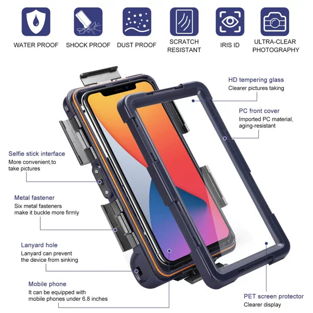 LCD to Liquidproof K7 Snorkeling Video UrbanX Underwater Lanyard And Protective with Inch Surfing Diving Professional Up Lenovo for Case Phones all 6.9 Swimming Housing [15m/50ft] Photo