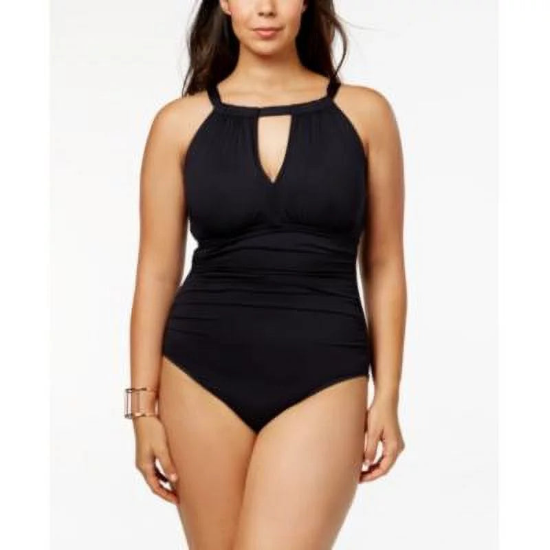 One-Piece Ralph P US BLACK Lauren High-Neck S Plus Swimsuit, Keyhole Lauren Size