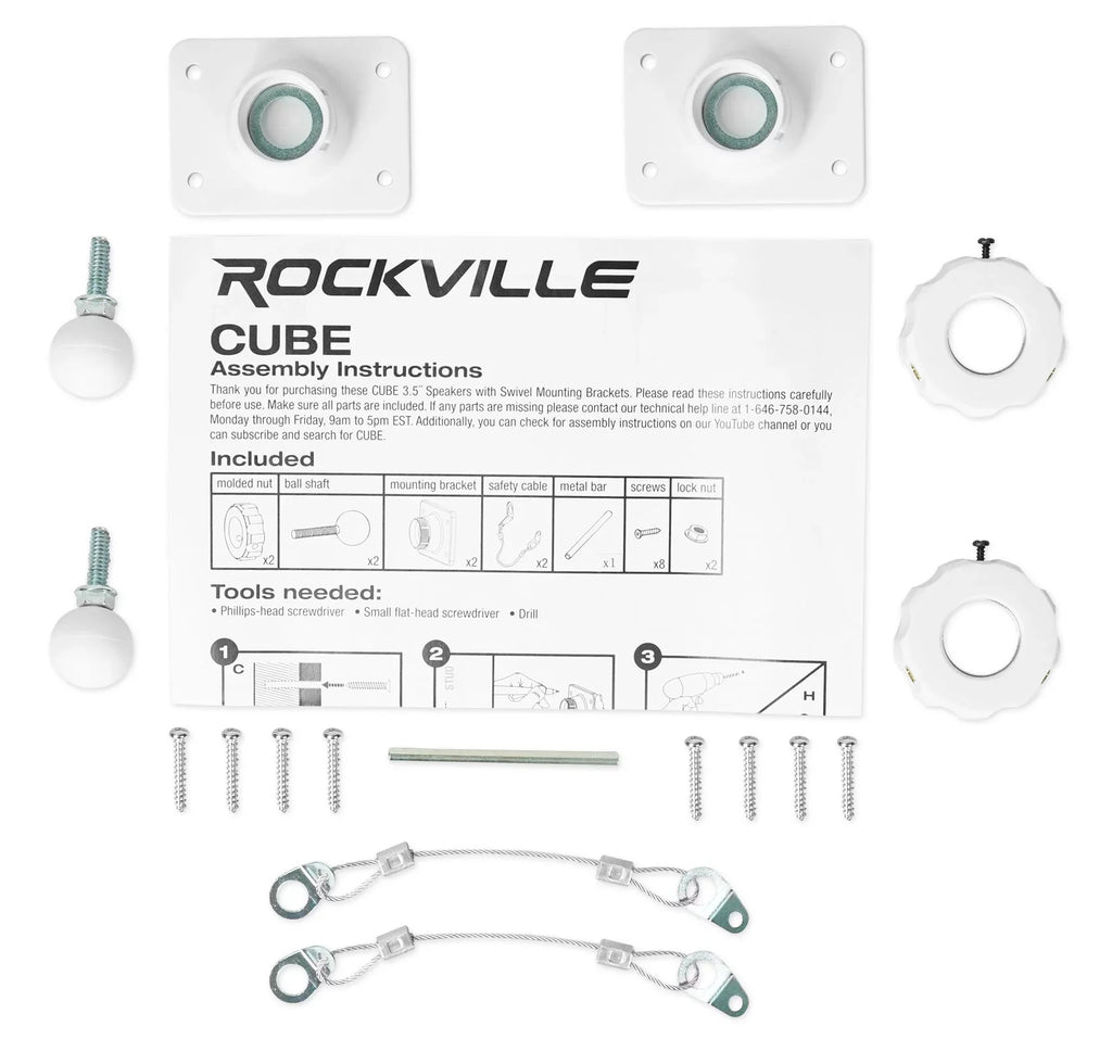 Wall Kit Home Rockville 4-Room Receiver+(8) Audio RPA40BT Cube Speakers White