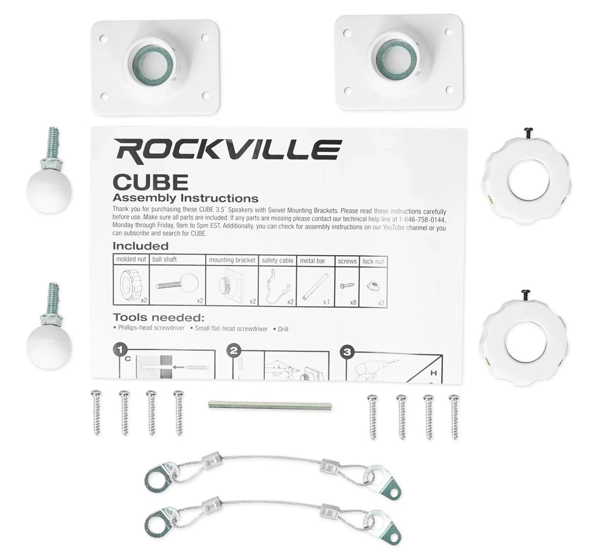Wall Kit Home Rockville 4-Room Receiver+(8) Audio RPA40BT Cube Speakers White