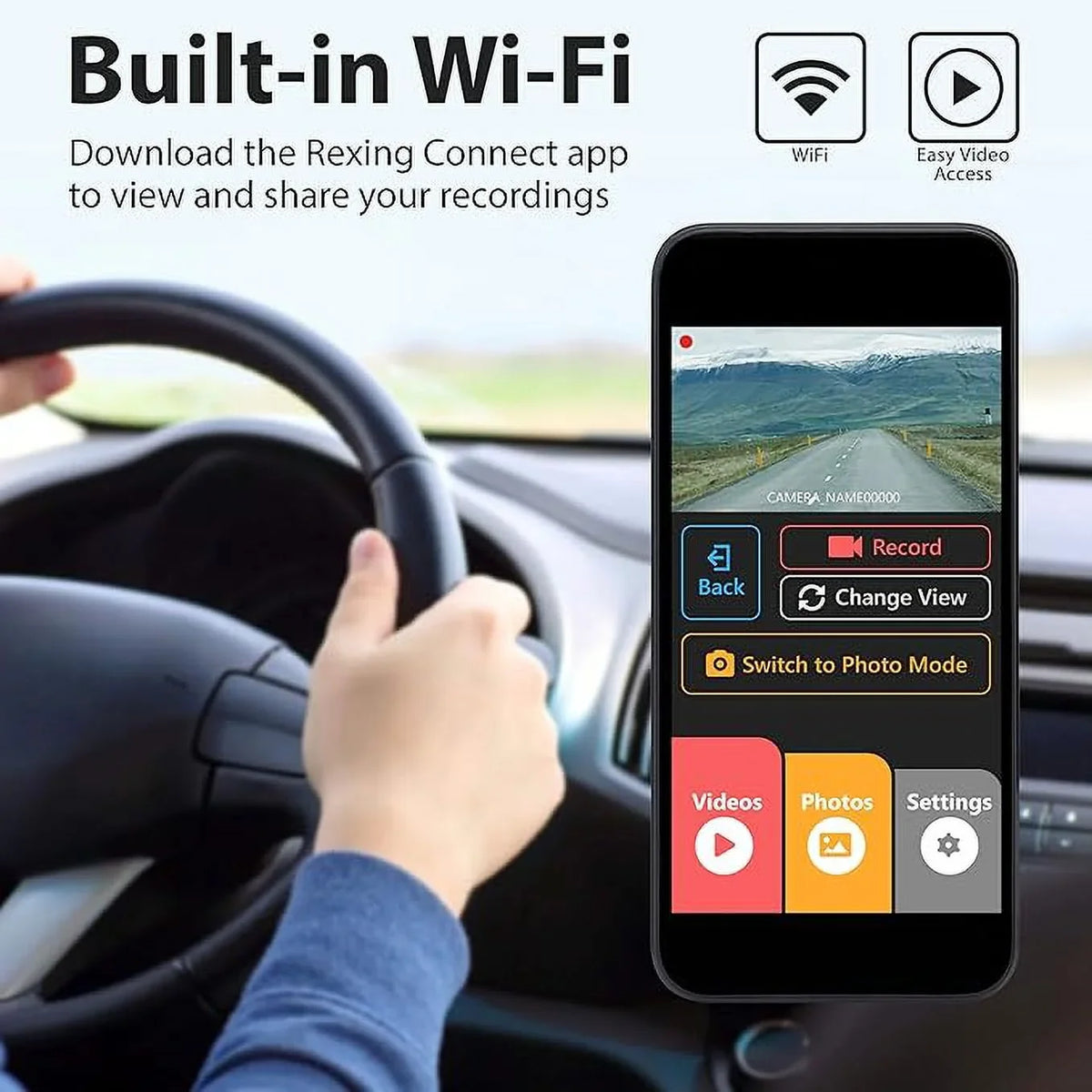 BLACK 1080p Wi-Fi V1P 170° FHD - REXING-V1PPRO Open Cam Wide Rexing Pro Dual Box Angle