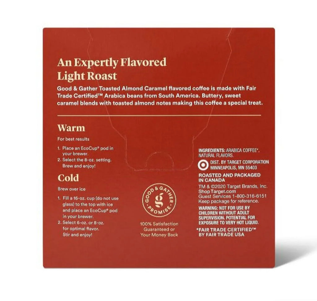 16ct Caramel pack Coffee - Flavored Pods 2 Single Toasted Almond Roast Serve Naturally Light